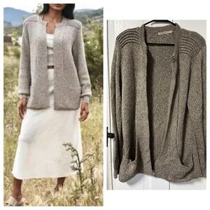 Simply Natural Alpaca Blend Linda Cape open front cardigan sweater in natural XL